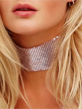 Black  Silver Mesh Choker Necklace Necklaces